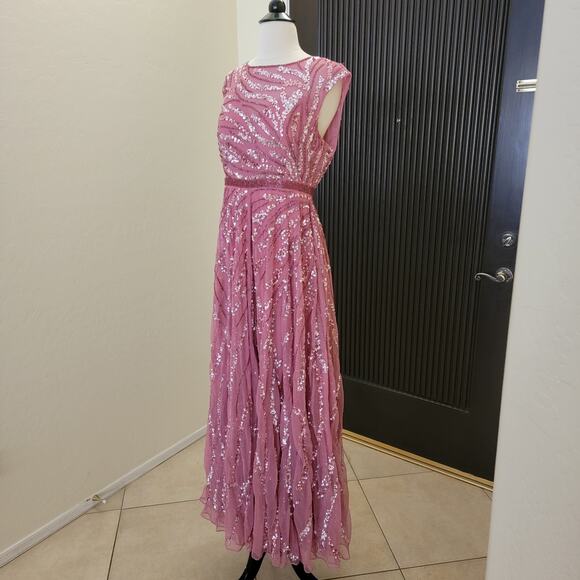 Mac Duggal 5445 Purple Pink Plum Embellished Cap Sleeve Evening Gown Dress 8 - Picture 6 of 12